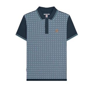 Lambretta Mens SS24 Houndstooth Polo Shirt / Navy